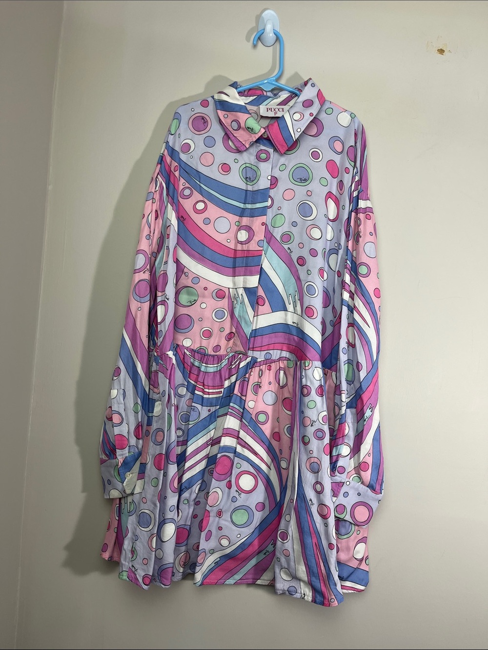 Emilio Pucci Pink & Lavender Fontane Print Button-Up Dress